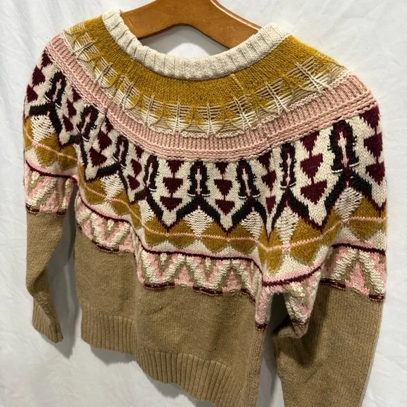 Sundance Fair Isle Knit Sweater PS Nordic Pattern Cotton Blend Crewneck Hippie - Picture 8 of 12